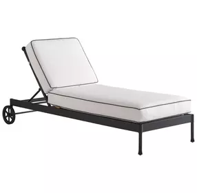 Pavlova Black and White Performance Fabric Outdoor 77" Chaise Lounge