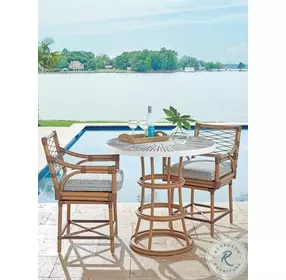 Key Largo Soft Sray And Natural Teak Outdoor Bistro Table