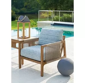 St Tropez Blue Upholstered Outdoor Lounge Chair