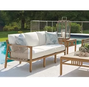 St Tropez White Outdoor 77" Sofa with Pillows