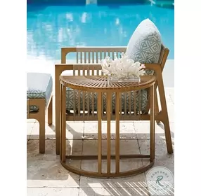 St Tropez Golden Brown Teak Outdoor Demilune End Table