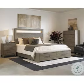 Intrigue Hazelwood LED King Storage Panel Bed