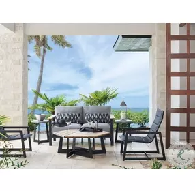 South Beach South Beach And Dark Graphite Outdoor Hexagonal Cocktail Table