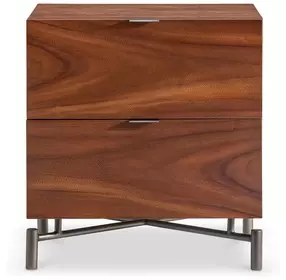 Brasea Lume and Tungsten 2 Drawer Small Nightstand with USB Charging