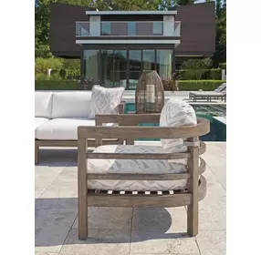 La Jolla Brown and White Performance Fabric Outdoor Lounge Chair