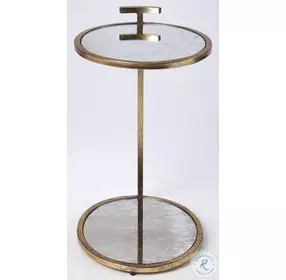 Ciro Gold Metal and Mirror Side Table