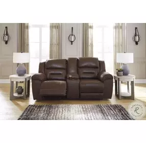 Stoneland Chocolate 82" Reclining Console Loveseat