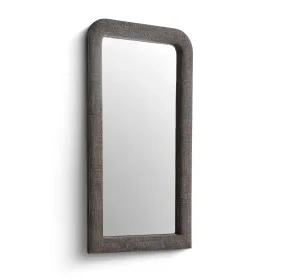 Heidi Espresso Upholstered Rectangular Floor Mirror