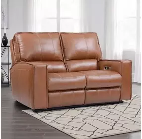 Rockford Verona Saddle Leather 64" Power Reclining Loveseat with Power Headrest and Footrest