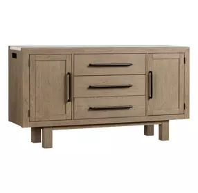 Cornerstone French Oak and White 2 Door Marble Top Sideboard