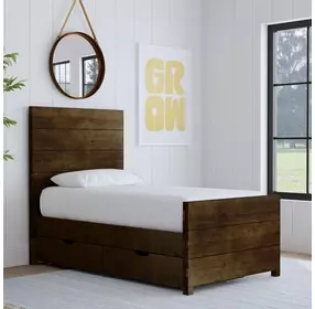 Dovetail Taupe Twin Panel Bed