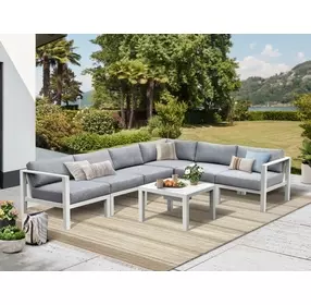 Nash Outdoor Seating Buff 7 Piece Outdoor Modular Sectional with Coffee Table