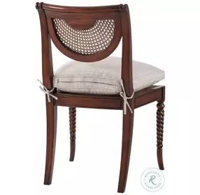 Lady Emily's Favourite Walnut And Antique Rattan Short Back Side Chair