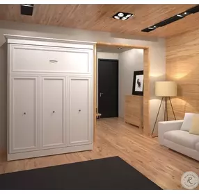 Versatile White 70'' Queen Wall Storage Bed