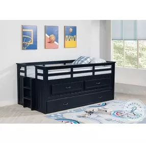 Carlsbad Navy Blue Twin Captains Bed with Trundle