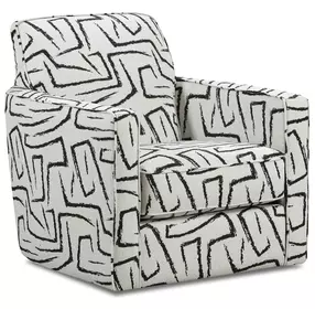 Ripple Midnight Black and Off White Performance Fabric Upholstered Swivel Glider Accent Chair