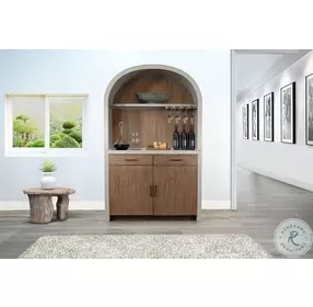 Sagewyn Light Gray Arch Coffee and Wine 2 Door Bar Cabinet