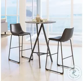 Smart Black and Black Bar Stool Set of 2