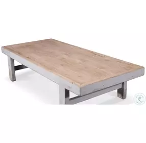 Wood Panel White Large Cocktail Table