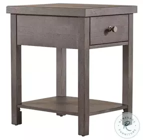 Modern Rustic Haven Distressing Dusty Charcoal Drawer Chairside Table