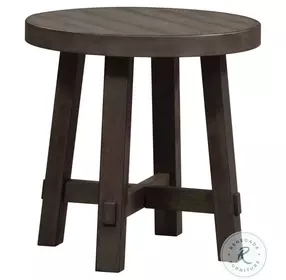 Modern Rustic Haven Distressing Dusty Charcoal Splay Leg Round End Table