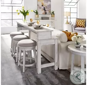 Modern Rustic Haven Heavy Distressing White Console Table