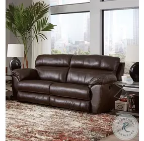 Costa Chocolate Leather Lay Flat Reclining 91" Sofa
