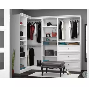 Versatile White 90'' Corner Storage Wardrobe