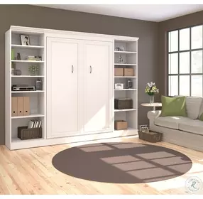 Versatile White 109'' Open Storage Full Wall Bed