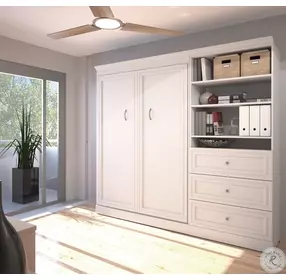 Versatile White 95'' Drawer Wall Full Bed