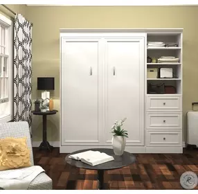 Versatile White 84'' Drawer Wall Full Bed