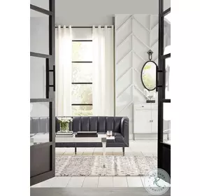 Lexington Nottinghill Gray Leather Sofa