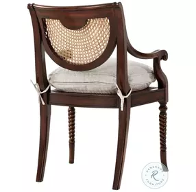 Lady Emily's Favourite Walnut And Antique Rattan Short Back Arm Chair