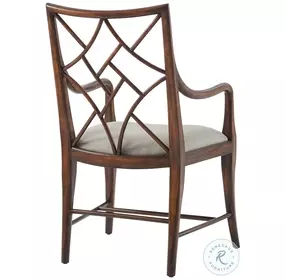 A Delicate Trellis Draper Performance Fabric Cross Back Arm Chair