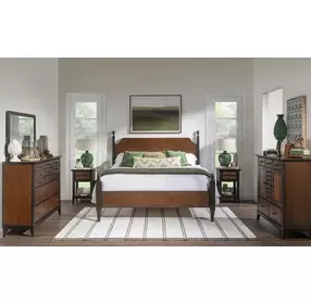 Fenmore Mocha and Distressed Cherry 1 Drawer Nightstand with USB Charging