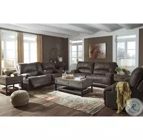 Johurst Grayish Brown And Black Sofa Table