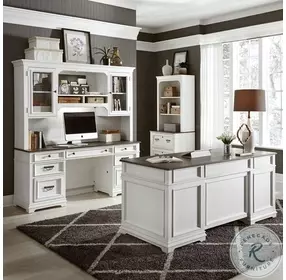 Emerson Park Wire Brushed White And Charcoal Bunching Lateral File Cabinet with Hutch