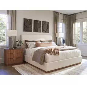 Coronado La Costa Beige and Brown Performance Fabric King Upholstered Platform Bed