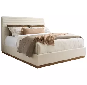 Coronado La Costa Beige and Brown Performance Fabric Queen Upholstered Platform Bed