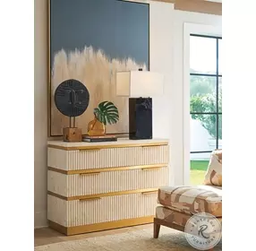 La Costa Veneered limestone And satin gold Montage Stone Hall Chest