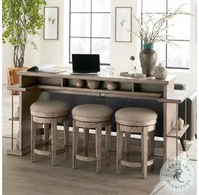 Cityscape Burnished Beige Upholstered Swivel Console Stool