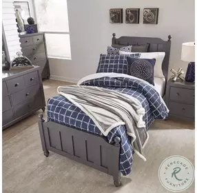 Cottage View Dark Gray Twin Poster Bed