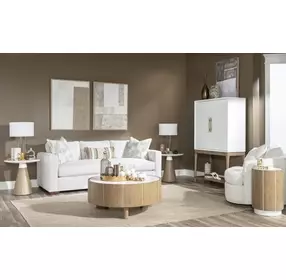 Melrose Cloud White and Desert Oak 2 Door Bar Console with LED
