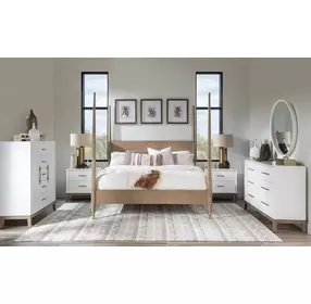 Melrose Desert Oak King Poster Bed