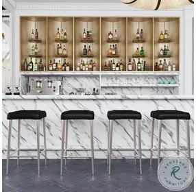 Maxwell Black Leather Backless Bar Stool