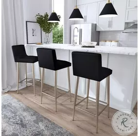 Maxwell Black Leather Leather Bar Stool