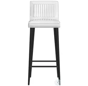 Maxwell White Leather Short Back Bar Stool