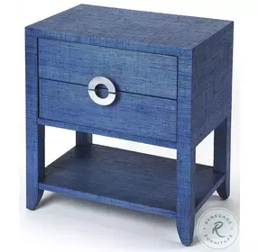 Amelle Blue Raffia End Table