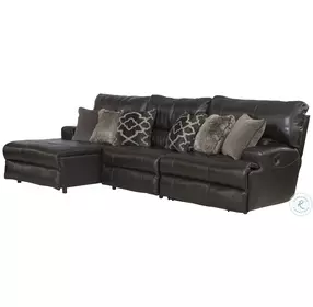 Como Chocolate Leather 3 Piece Reclining Modular Sectional with LAF Chaise