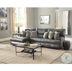 Como Steel Leather 3 Piece Reclining Modular Sectional with LAF Chaise